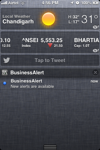 iPhone App Notification Screen