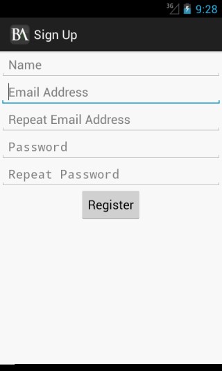 Android App Sign up